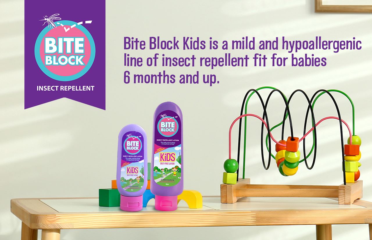 Bite Block Kids is a mild and hypoallergenic line of insect repellent fit for babies 6 months and up! Enjoy and stay protected with Bite Block!
