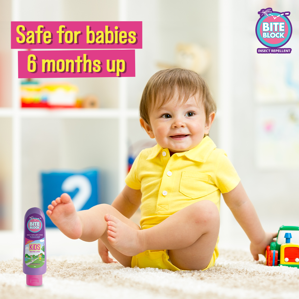Bite Block insect repellent is safe for babies 6 months and up! 