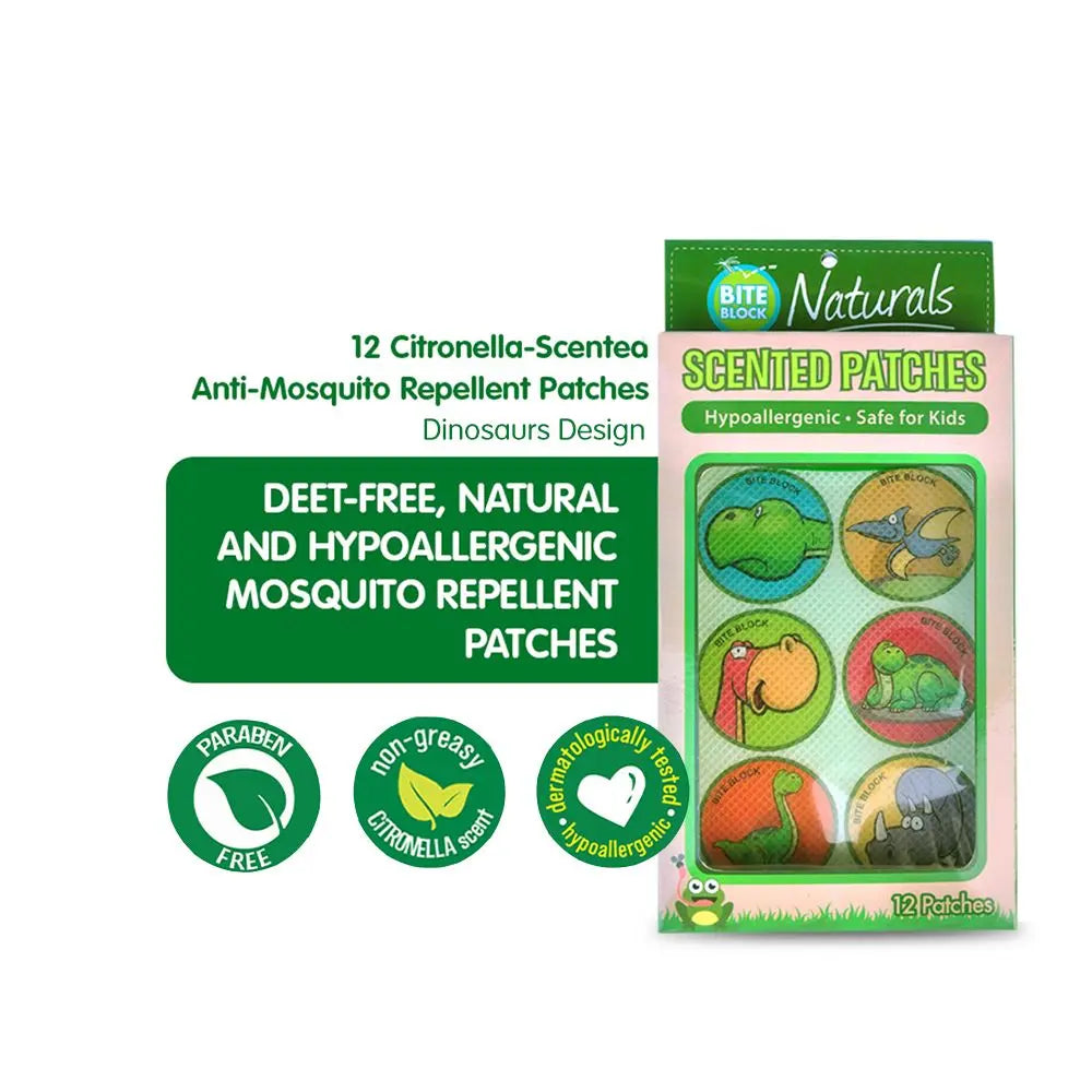 Bite Block Naturals Citronella Patches 6s x 2 - Dinosaur Bite Block