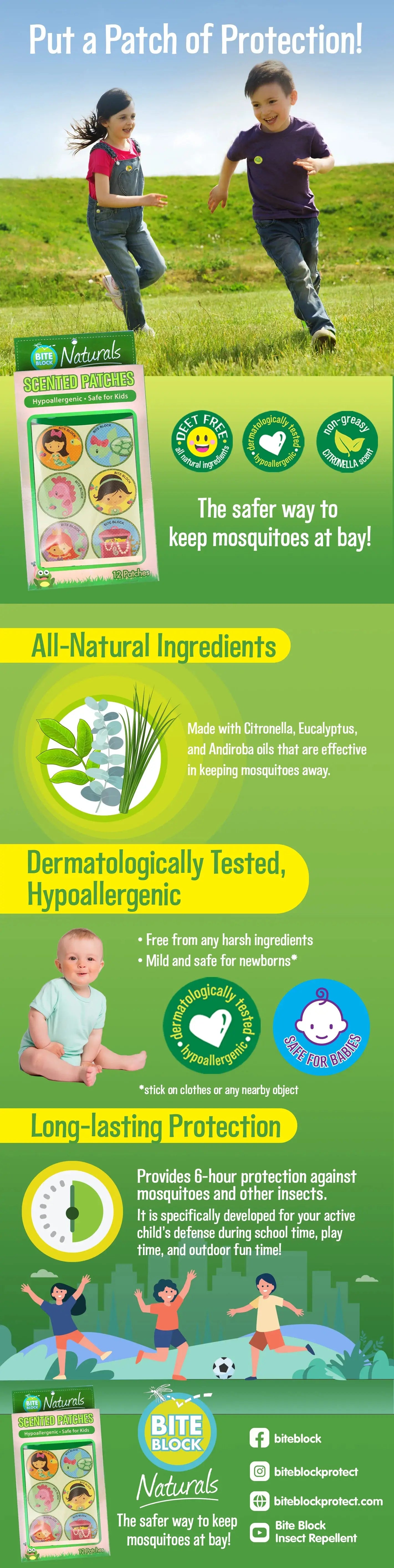 Bite Block Naturals Citronella Patches 6s x 2 - Mermaid