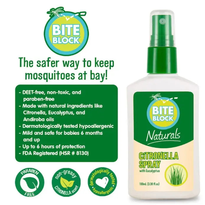 Bite Block Naturals Citronella Spray with Eucalyptus 100ml