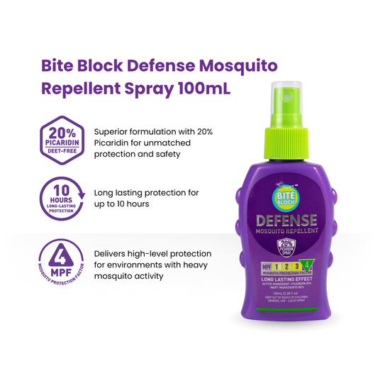 Bite Block Defense Mosquito Repellent Spray 100mL Bite Block Protect