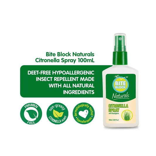 Bite Block Naturals Citronella is your partner in natural protection. With over 4 hours of protection, let them enjoy playtime without fear of bites. Shop now.